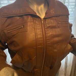 Chocolate Brown Faux Leather Jacket